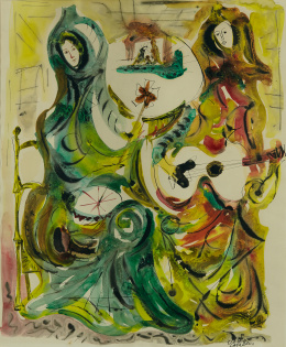 893.  JOSÉ CABALLERO (Huelva, 1915 - Madrid, 1991)“Músicos”.