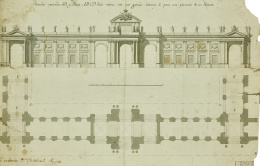 261.  BLAS CESAREO MARTÍN* y ESTEBAN DE LOS REYES (escuela española, S. XVIII)Proyecto para un Palacio..
