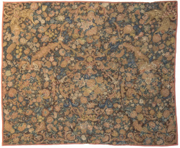 397.  Tapiz en lana “mil flores” o “mille fleurs”Manufactura de París, S. XVII .