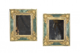 1177.  Pareja de espejos, de madera tallada, dorada y policromada.Pp. S.XX.
