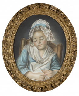 263.  ESCUELA FRANCESA, SIGLO XIXPareja de retratos de niñas.