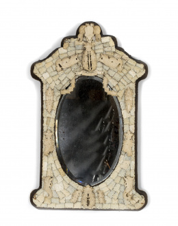 1459.  Espejo Napoleón III en marfil y hueso tallado.Dieppe, Francia, segunda mitad S. XIX.