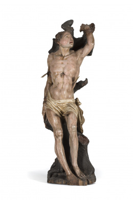 897.  “San Sebastián”. Escultura en madera tallada y policromada.Escuela Castellana S. XVI-XVII.