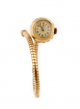 819.  Reloj Grassy años 50 con pulsera de tubo de gas en oro de 18K