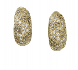 441.  Pendientes CARTIER con pavé de brillantes blancos y fancy en banda bombée arqueada. ref H85043