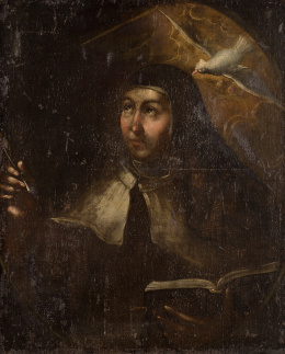 210.  ESCUELA ESPAÑOLA, S. XVIISanta Teresa en un óvalo fingido..