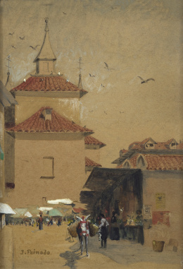 705.  JOAQUÍN PEINADO (Málaga, 1898 - París, 1975)Mercado, h.1920.