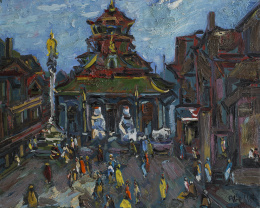 723.  JOAN ABELLÓ (Mollet del Vallés, 1922 - Barcelona, 2008) Dattatreya Temple Bhaktapur, Nepal.