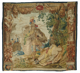 461.  Tapiz en lana y seda.Teseo y Ariadna,Bruselas-Brabante, Jan Raes (1577-1649)..