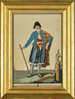 994.  “Arrendador de la huerta ”, placa en piedras duras. Buen Retiro, Real laboratorio de piedras duras, h. 1800..