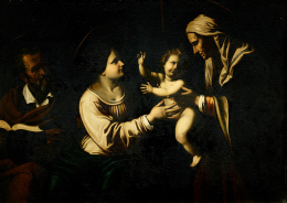 936.  ESCUELA ITALIANA, SIGLO XVIISagrada Familia con Santa Ana..