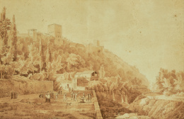 799.  ESCUELA FRANCESA, SIGLO XIXVista de Granada con la Alhambra.