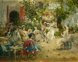 847.  EUGENIO LUCAS VILLAAMIL (Madrid, 1858-1919)Baile 