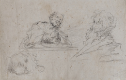 327.  ESCUELA ESPAÑOLA, h. 1700Estudio de San Pedro, una cabeza, y cabeza de putto.