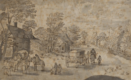 305.  ESCUELA FLAMENCA, H. 1700Escena en una aldea.