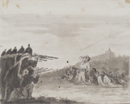 316.  ESCUELA ESPAÑOLA SIGLO XIXEscena de fusilamiento.