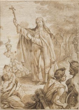 306.  ESCUELA ESPAÑOLA SIGLO XVIISanta María Jesús de Ágreda evangelizando a los indios.