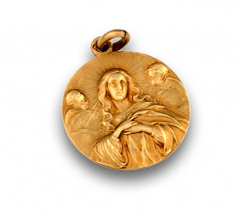 8.  Medalla colgante de Inmaculada en relieve. En oro de 18K.