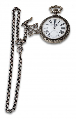 718.  Gran reloj lepine de pps s XX. “Antique-Magnetique”  y leontina con cruz mallorquina.