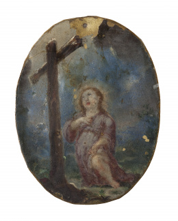 467.  ESCUELA ESPAÑOLA, SIGLO XVIINiño Jesús adorando la Cruz