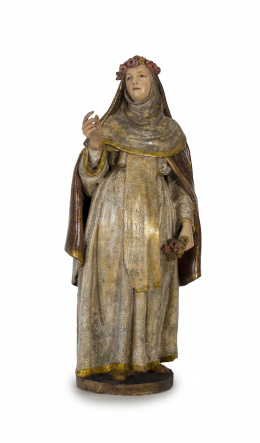 1340.  “Santa Rosa de Lima” Escultura en terracota policromada y estofada. Escuela sevillana, S. XVIII.