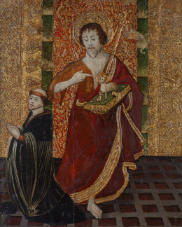 386.  ESCUELA ARAGONESA, H. 1500San Juan Bautista con donante