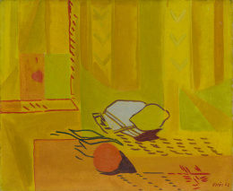 830.  FRANCISCO BORES (Madrid, 1898 - París, 1972)“Orange sur fond jaune”, 1942.