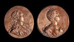 989.  Jean-Baptiste Nini (1717-86), h. 1760.“El rey Carlos III”Medallón en cobre repujado..