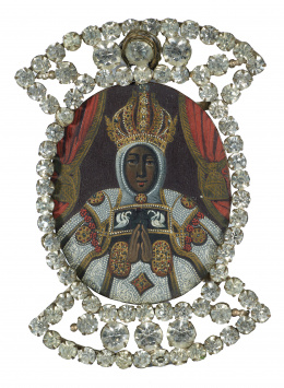 1002.  ESCUELA ESPAÑOLA, SIGLO XVIIMedallón: Virgen del Sagrario de Toledo (anverso), San Antonio (Reverso)..