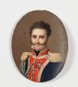 157.  AMADA THIBAULT (Francia, 1780 - 1868)Retrato del coronel Manuel Aguirre y Aguirre, con uniforme de Guardia de Corps.H. 1820-30..