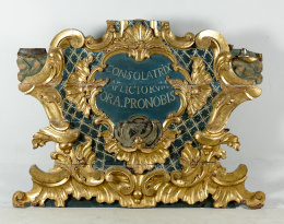 1037.  Pareja de grandes cartelas o cartuchos barrocos época Fernando VI.Trabajo español, mediados del S. XVIII.