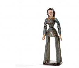 540.  Virgen vestidera.  Madera tallada, policromada, encarnación a pulimento y ojos de pasta vítrea.Escuela Quiteña, S. XVIII. .