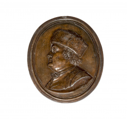 498.  Medalla de Benjamín Franklin como doctor. Bronce patinado. Jean-Baptiste Nini (1717-86), h.1777.