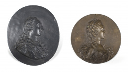 961.  Jean-Baptiste Nini (1717-1786)“Albertine, nacida baronesa de Nivenheim”Medallón en bronce.h. 1768..