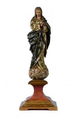 974.  Inmaculada en madera tallada, policromada, dorada y estofada.Escuela granadina, mediados S. XVII.