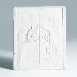 1125.  Litofanía en porcelana. La confesión.Alemanía o Inglaterra, S. XIX..
