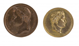 1182.  Medalla de cobre dorada, conmemorativa de la Revolución, del Imperio y de la Restauración de la Monarquía Francesa.Francia, Jean Pierre Montagny, h. 1844..