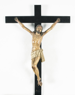 1043.  Cristo madera tallada y policromada. Virreinato de nueva España , S. XVII.