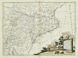 356.  ANTONIO ZATTAMapa de Cataluña: “La Catalogna, li regni di Aragona ed alta Navarra”..