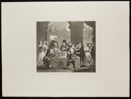205.  WILLIAM HOGARTH (1697-1764) Y THOMAS COOK (1808-1892)Sancho at the feast starved by his Physician.