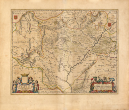 1121.  WILLEM JANSZOON BLAEU (1571-1638)  JOHN WILIAMSON BLAEU (1596-1673)Mapa del Arcobispado de Caragossa; Archiepiscopatus Caesaraugustanus. .