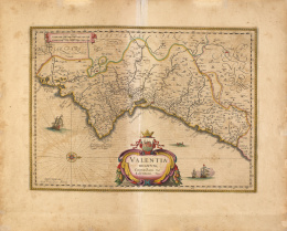 1119.  WILLEM JANSZOON BLAEU (1571-1638) Valentia Regnum Contestani, Ptol, Edentani Plin.