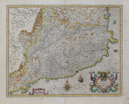 1115.  Gerad Mercator (1512-1594) y Jodocus Hondius (1563 -  1612)Mapa de Cataluña: Cataloniae Principatus Descriptio Nova.