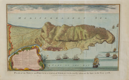 1118.  NICOLAS TINDAL (1687-1774) Ciudad y fortificaciones de Gibraltar / Plan of the Town and Fortifications of Gibraltar.