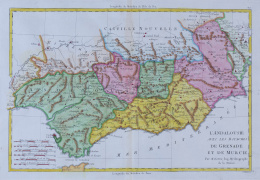 919.  RIGOBERT BONNE (1727-1795) “L´Andalousie avec les Royaumes de Grenade et de Murcie”.