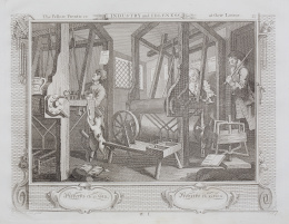763.  WILLIAM HOGARTH (1697- 1764)The Fellow &#39;Prentices at their Looms, The Industrious ‘Prentice performing the Duty, The Idle ‘Prentice at play in the Church Yard during Divine Service, The Industrious ‘Prentice A Favourite, and entrusted by his Master, The Idle ‘Prentice turn’d away and sent to Sea, The Industrious ‘Prentice out of his time, & Married to his Master’s,  The Idle ‘Prentice returned from Sea, & in a Garret with a common Prostitute, The Industrious ‘Prentice grown rich & Sheriff of London,  The Idle ‘Prentice betray’d by his Whore, & taken in a Night Cellar with his Accomplice, The Industrious ‘Prentice Alderman of London, the Idle one brought before him & Impeach’d by his Accomplice, The Idle ‘Prentice Executed at Tyburn, The Industrious ‘Prentice Lord Mayor of London