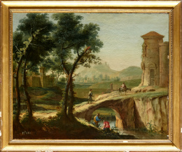 212.  ATRIBUIDO A PAOLO ANESI (1697- 1773)Paisaje con río. .