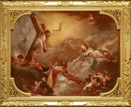 270.  FRANCISCO BAYEU Y SUBÍAS (1734- 1795)San Agustín entre Cristo y la Virgen.H. 1766..