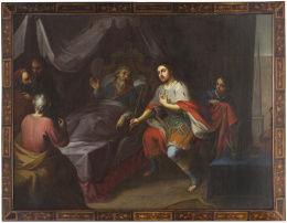 545.  ATRIBUIDO A JOSÉ ALCÍBAR (Ciudad de México, h. 1730- 1803)David ungido rey por Salomón.