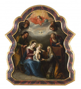 544.  JUAN RODRÍGUEZ JUÁREZ (Ciudad de México, 1675 -1728)Sagrada Familia con san Joaquín y santa Ana, h. 1700-1720.